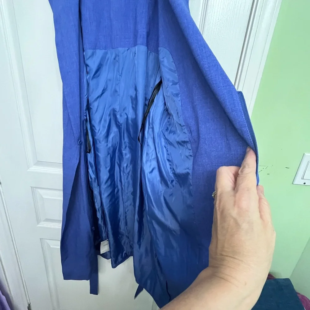 Calvin Klein Blue Sleeveless Belted Lined Dress Size 14.  Brand New With tags! - Picture 10 of 12